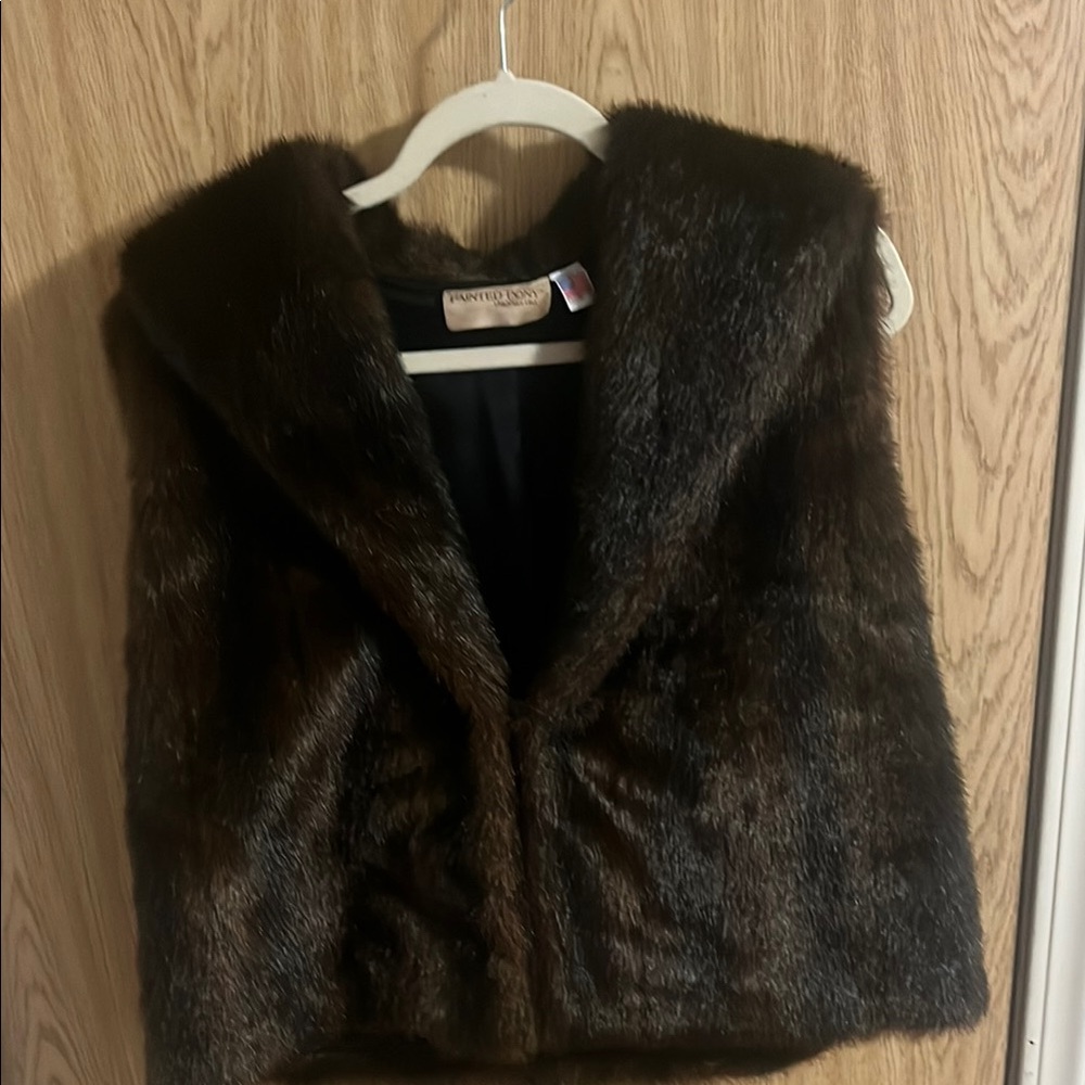 Painted Pony Faux Fur Vest in Dark Brown